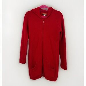 VTG Bulldog Knit Full Zip Acrylic Sweater Red Women's Sz L